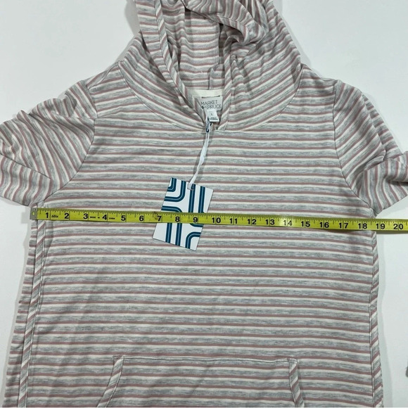 New Market & Spruce Milania French Terry Hooded Shirt Stripes - Picture 5 of 6